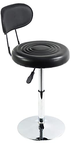 FURWOO Schemel PU Leder Arbeitshocker Stuhl Pulley Mini Hocker Zeichenhocker Geeignet für Barbershop Salon Multitask Drehhocker mit Rückenlehne (Schwarz)