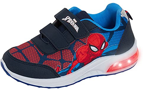 Marvel Boys Spiderman Light Up Trainers Kids Flashing Lights Running Sports Skater Shoes Navy 10 UK Child/EU 28