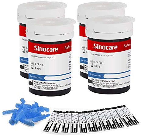 Glucosa en Sangre Kit Tiras de Prueba 100 Piezas+ 100 lancetas de Monitor de azúcar en Sangre para Safe AQ Smart