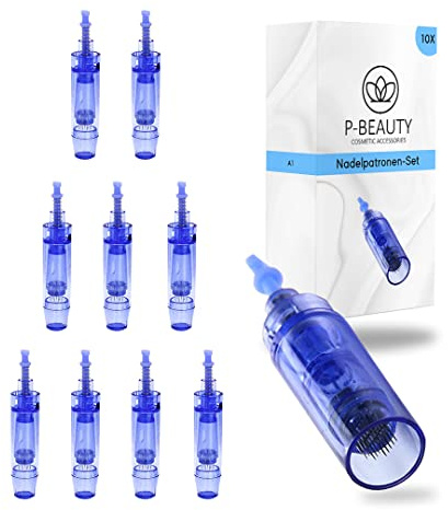 P-Beauty - Universal Nadelpatronen für A1 Dermapen Gerät - Microneedling mit Micronadeln für Hauterneuerung, Anti Aging, Aknenarben, Pigmentflecken - für alle A1 Derma Elektrik Pen - 10x Nano-Pins