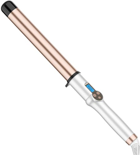 1 1/4 Inch Extra Long Barrel Curling Wand, Ceramic Tourmaline Curling Wand Professional Dual Voltage with Adjustable Temperature
