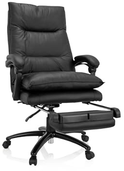 MyBuero 729439 Fauteuil de Direction Relax CL 200 Similicuir Noir, siège pivotant réglable en Hauteur avec Repose-Pieds Extensible