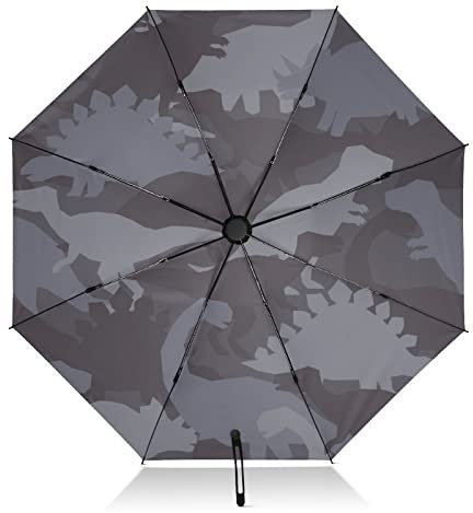 linqin Tragbarer Kompakter Regenschirm Dinosaurier Camouflage Reverse Reise Regenschirm für Sonne Regen Groß Winddicht 8 Rippen UV Regenschirm Automatisch für Frauen Männer