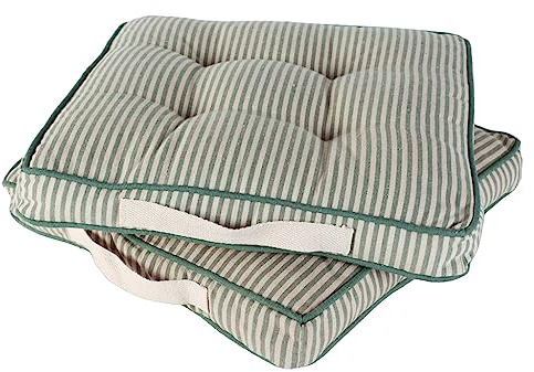 Dibor Dining Chair Seat Pad Set of 2 Sage Green Striped Chair Cushions
