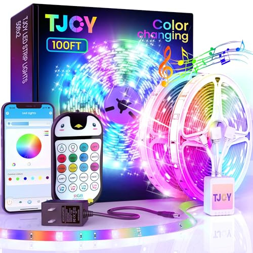 TJOY 90ft Kids Bluetooth LED Strip Lighting, Color Changing Lights for Bedroom, Music Sync RGB Tape Lighting with Child Remote, LED Lights for Room Decor Aesthetic Indoor