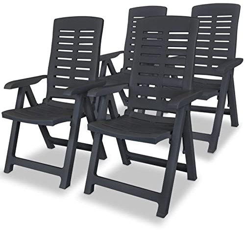 BaraSh Garten-Liegestühle 4 STK. Anthrazit Sonnenliege Rattan Sonneninsel Outdoor Wetterfest Saunaliegen
