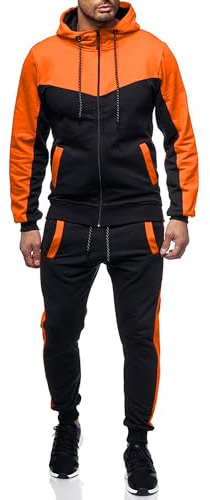 Marin kunglig träningsdräkt för män set hel dragkedja träningsdräkt utomhus jogging män träningsoveraller, Orange, M