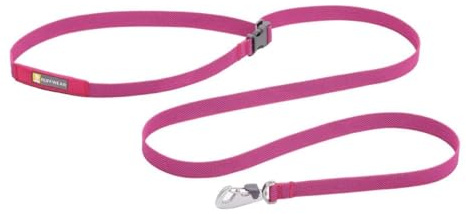 Ruffwear Flagline Hundeleine, schnelle, leichte, Starke Leine, 2-in-1 Hand- oder Taillenleine zum Laufen, Ufbewahrungstasche und sicher abschließbarer Crux-Clip, Alpenglow Pink