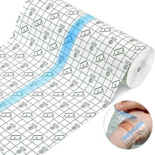 ANAMPION Pansement Tatouage Waterproof 20cm*10m, Rouleau de Film Imperméable Antibactérien Bandages,Transparent Pansement Bandage pour Tatouages Fixer Plaster Stretch Fixation
