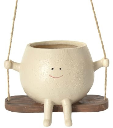 Fioriera Sospesa con Faccia Altalena Fioriera con Testa Carina per Piante da Interno Ed Esterno Resina con Faccina Sorridente Vaso da Fiori Piante Grasse Vaso per Decorazioni per la Casa e Regali(#1)