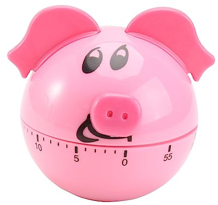 ABOOFAN Minuteur Contrôle Cochon de Mécanique en Forme Cuisson Plastique Rose Temps Bouton Unique et Cuisine et Personnes Besoins Spéciaux