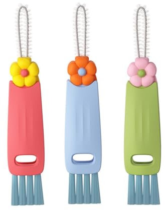 Truloven 3 in 1 Cup Lid Cleaning Brush, Multifunctional Crevice Cleaning Brush for Narrow Bottle Openings, Suitable for All Kinds of Small Bottles and Cups (3Pcs)