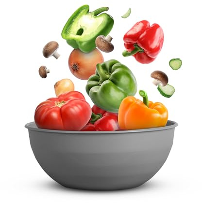 Pro Home Kunststoff Schüssel Plastikschüssel - BPA Frei - Spülmaschinenfest - (Ø25,5cm / Grau) Bruchfester PP - Salatschüssel Rührschüssel Schüssel