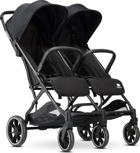 Deryan Rolo X2 XL Passeggino 2 in 1 – Piccolo pieghevole per nascita fino a 4 anni – Seggiolino fino a 22 kg – Compatto e pieghevole – Nero
