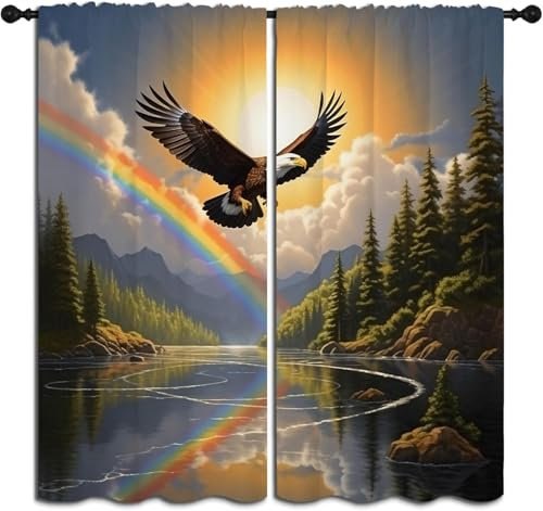 Kinder Verdunkelungsvorhänge Tieradler 3D Polyester Ösen Vorhang, Für Wohnzimmer Schlafzimmer Kinderzimmer Junge Mädchen Zimmer Blickdicht Schallschutzvorhänge 2Er Set 220 (B) X 215 (H) 9426351620833