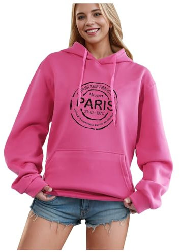 Thin Sweatshirt for Women Xmas Hoodie Batwing Jumpers Womens Gillet Cropped Puffer Jacket Women Sherpa Hoodie and Sweatpants Cropped Cardigan Womens Teddy Coat (M) Hot Pink