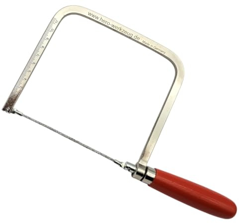HERO UNIVERSAL Hartmetall Bügelsäge Fliesensäge HM 150mm Handsäge Fliesensägebogen Hartmetallkordel Säge für Fliesen, Glas, Keramik, PVC - tiefgesetzter Metallrahmen mit Skala