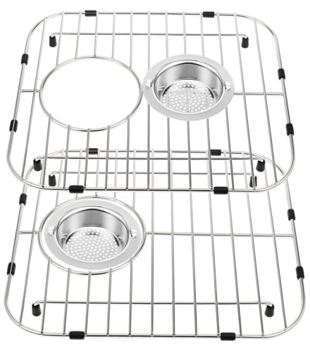 ANDRESLAD 2pcs Stainless Steel Sink Bottom Rack Sink Rack Filters for Drying Utensils