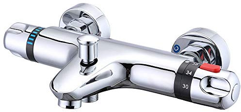 Grifo termostático para bañera y ducha con control de agua caliente, montado en la pared, accesorios estándar de temperatura constante triple