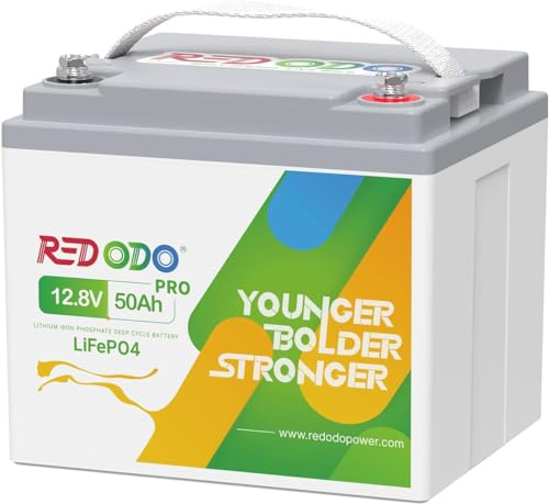 Redodo 12V 50Ah Pro(1 Pack) Batería LiFePO4 640Wh Batería Litio con BMS 50A Carga Rápida 10 Años de Vida Util para Motor de Pesca/Caravanas/Sistemas Solares y Outdoor