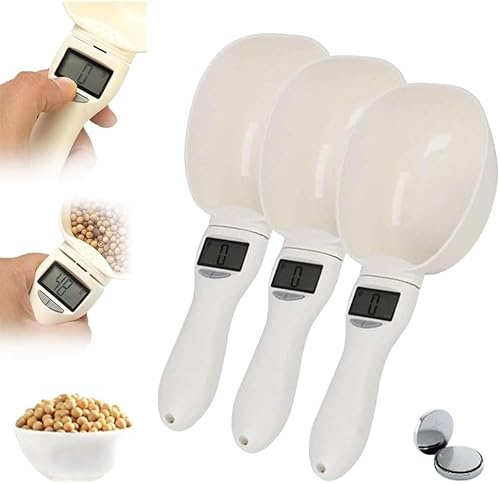 Misurino digitale, misurino elettronico con schermo LCD, 800 g/0,1 g, misurino ad alta precisione per alimenti, caffè, cani e gatti (3 pezzi)