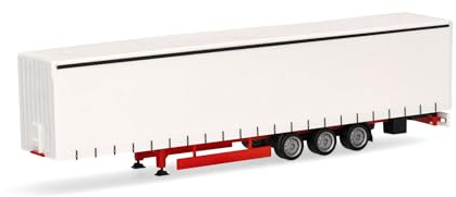 Herpa LKW Modell Lowlinergardinenplanenauflieger 15m 3achs, weiß, Miniatur im Maßstab 1:87, Sammlerstück, Made in Germany, Kunststoff