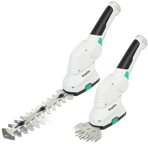 Keplin 2-in-1 Cordless Grass Shear & Hedge Trimmer – 7.2V Rechargeable 1500mAh Battery, Lightweight Handheld Garden Edging & Shrub Cutter with 2 Interchangeable Blades for Precise Trimming