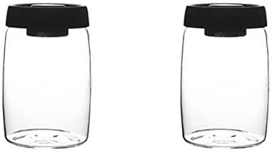 Reinscer 2 recipientes de almacenamiento para granos de café, recipientes de vidrio, latas de vacío, recipientes sellados para cocina nórdica, recipientes para aperitivos, té, leche y polvo de
