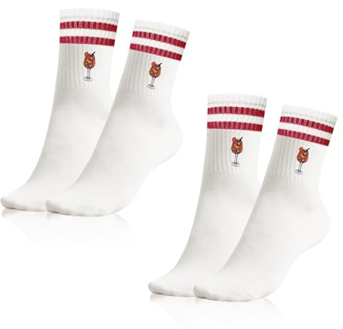 SAIIURV 2 Paar bestickte Cocktailsocken, weiß, 4-9