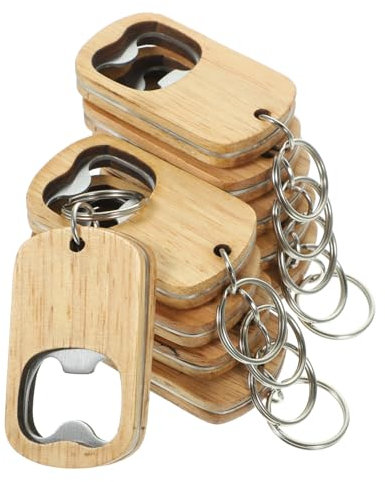 OFFIGAM Apribottiglie Portachiavi 10 Pezzi in Legno Da Decorare Fai Da Te Per Club e Bar Apertura Manuale Bottiglie Birra e Bevande