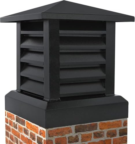 SAYEYBU Copricomignolo Quadrato in Lega di Alluminio, Cappelli per Comignoli Antipioggia con Parte Superiore Rastremata E Feritoia per Copertura Canna Fumaria Esterna,Nero,60 * 60cm