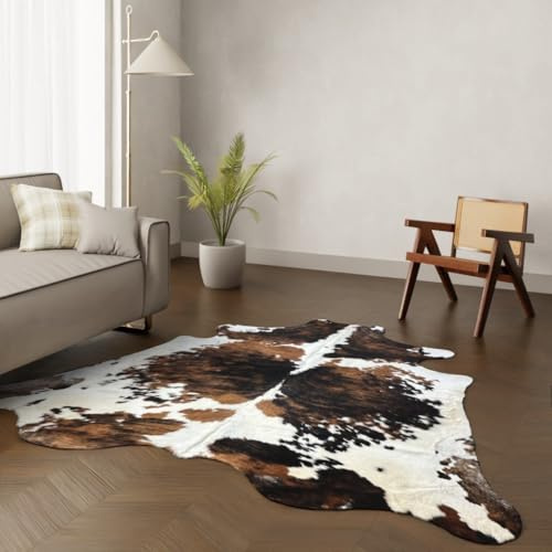 Wildlife Design Echter Kuhfell Teppich – Tricolor Großformat. Imposante 230x210 cm! Perfekt fürs Wohnzimmer. Nachhaltig, Tierfreundlich + GRATIS Lederuntersetzer