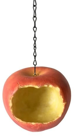 NUONUOPING Forma de manzana simulada, comedero colgante para pájaros al aire libre, jardín, patio trasero para atraer pájaros silvestres para ver, también se puede utilizar para decoración al aire