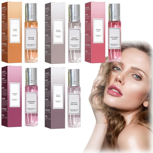 5PCS Pheromone Perfume for Women,Women Pheromone Perfume,Portable Roller Women's Pe-rfume,Date Perfu-me,Long-Lasting Perfu/me,Pherom/one Pe/rfume to Boost Confidence,Portable Roll-On Oil,Lady Perf/ume