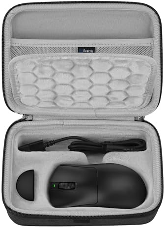 GEEKRIA Mouse Hard Shell Case, Compatible with Razer DeathAdder V4 Pro/DeathAdder V3 Pro/DeathAdder V3 Wireless/Viper V4 Pro Travel Carrying Bag (Dark Gray)