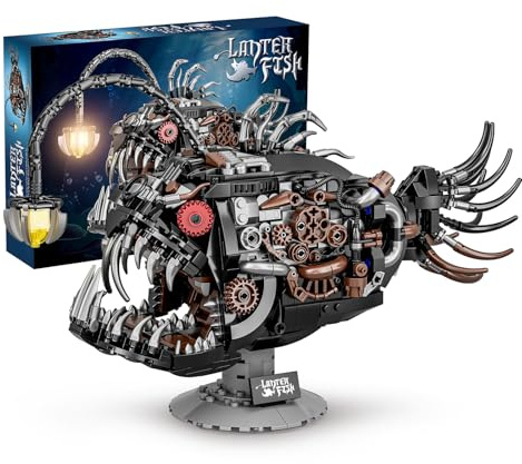 GXJTYYBS Mechanical Laternenfisch Klemmbausteine Bausteinen.Kompatibel Mit Tier Lantern Fish – STEM Perfekte Ozean-Moc Deko für Zuhause/Büro. Geschenk für Kinder und Erwachsene ab 8-16 1038PCS