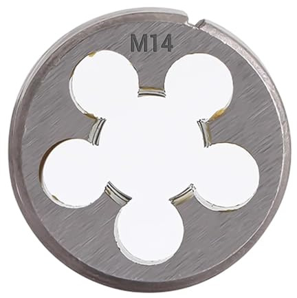 MOUMOUTEN 1 Stück M14 x 2.0 mm rundes Gewindeschneideisen Maschinengewinde | linksseitig, runder Schneideisen aus legiertem Stahl für Gewindeformbearbeitung, Reparatur, Schraubenschneidwerkzeug