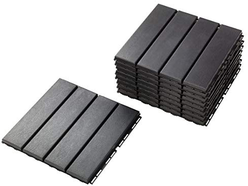 ProTuning RUNNEN Bodenbelag für den Außenbereich, dunkelgrau, Kunststoff, 30 x 30 x 2 cm, witterungsbeständig, pflegeleicht, 9er-Pack, 0,81 m² Abdeckung