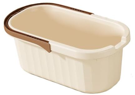 FashionCha Cubeta de Fregona Cubeta Rectangular Cubeta para Limpieza Cubeta Plegable con Diseño Antisalpicaduras de Material PP Grueso para Hogar Lavado de Auto, Café Grande, Individual