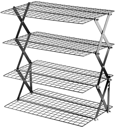 Folpus Griglia di Raffreddamento, Griglia Pieghevole per Torte, Pizza, Porta Alimenti per Uso Domestico, per Muffin, Sala Da Pranzo, Negozio, Festa, 4 Livelli