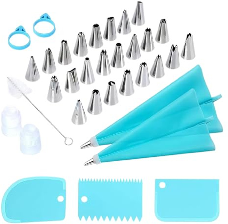 Yplkm Juego de Manga Pastelera para Glaseado y Crema | 34 Piezas Reutilizables de Utensilios para Decoración de Repostería,Juego Con Mangas Pasteleras Y Boquillas - para Caramelo Pastel Tarta