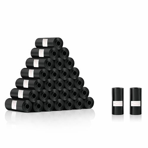 Diboniur 450 pezzi Sacchetti Cane Cacca, Nero Sacchetti per Escrementi di Cane, Robusto e Prova di Perdite Dog Poop Bags 23 x 30 cm (30 Rotoli, 15 per Rotolo)