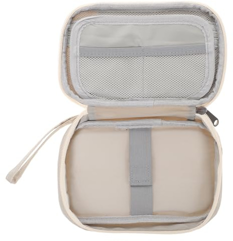 Toddmomy Estuche para Cables y Cargadores, Organizador de Electrónica de Viaje Compacto y Ligero, Bolsa Beige Multifuncional para Almacenamiento en Automóvil y Uso Doméstico