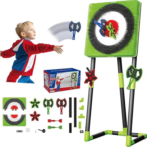 Axe Throwing Game Set - Foldable Target with Axes and Darts for Indoor/Outdoor Fun - Perfect for Family and Friends