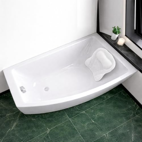 ECOLAM Badewanne Eckbadewanne HELA 150x90 cm RECHTS Schürze Kissen Mare | Wanne direkt vom Hersteller Acrylschürze keine Fliesen nötig Kopfkissen Ab- und Überlauf Alcaplast Füße SET echtes Acryl