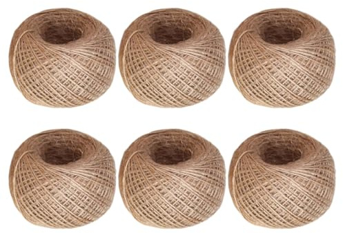 WOFASHPURET 6pcs Natural Jute Rope Twine String 30m Length Thickness Lightweight Sturdy Craft Rope for DIY and Bouquet Wrapping