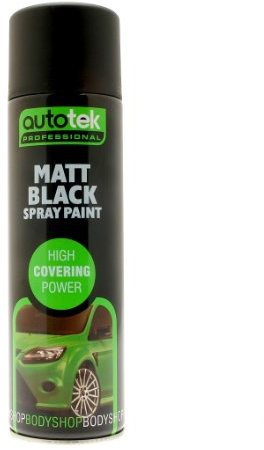 Autotek Professional High Covering Power Spray Paint, Matt Black, 500 ml