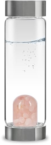 VitaJuwel ViA HARMONIE | Wasserflasche mit Rosenquarz für Sensibilität & Selbstakzeptanz