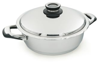 Ecovitam – Sauteuse 5,5L Inox 18/10 – Diamètre 28cm – Tous feux – Thermomètre intégré