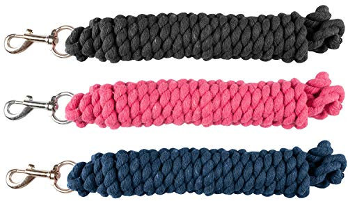 NETPROSHOP Starker Baumwoll-Führstrick 4m Lang Silberfarbener Karabinerhaken Farbauswahl, Farbe:Schwarz